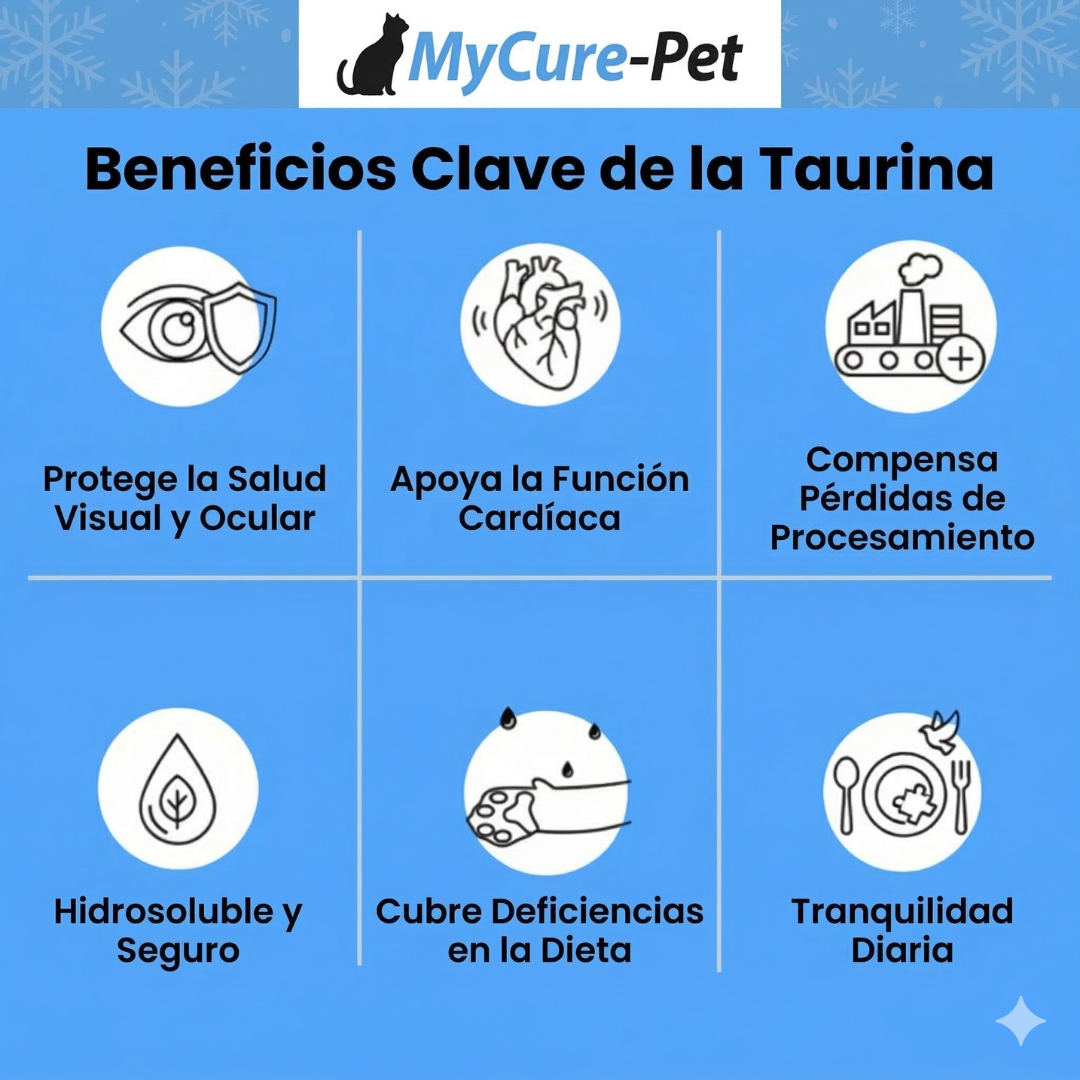 Mycure-Pet™ Taurina para Gatos | Apoyo para Corazón, Visión y Energía
